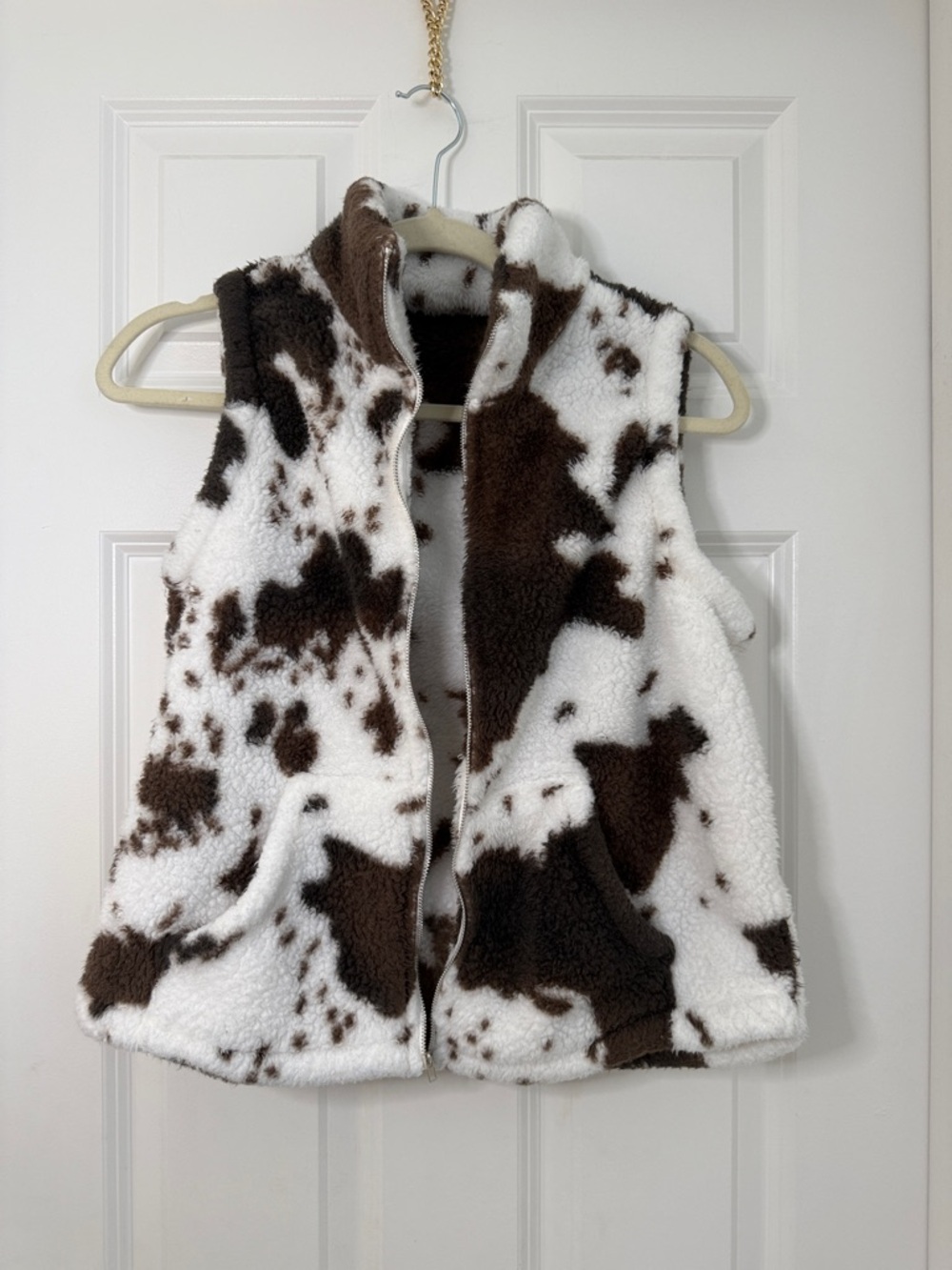 Women’s cowgirl Brown & White Faux Shearling Vest